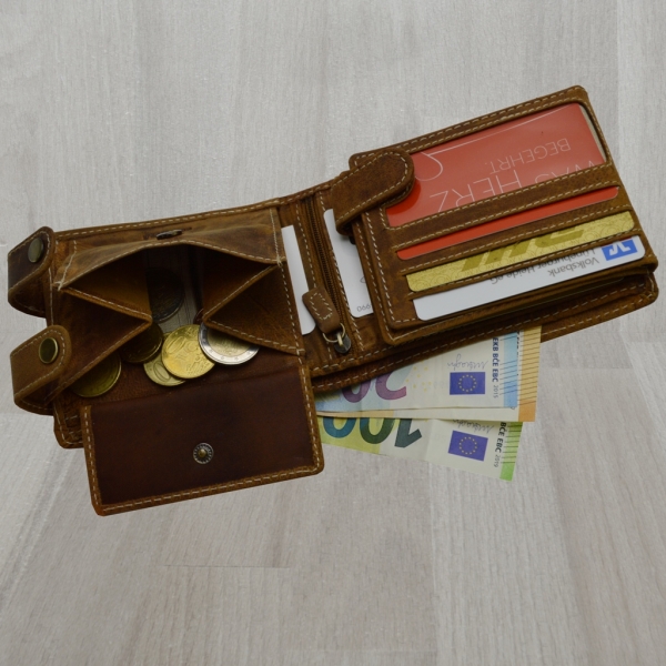 Wildleder Edition Herren Biker Geldbörsen mit RFID Schutz Hosenkette Riegelverschluss (Querf. braun)